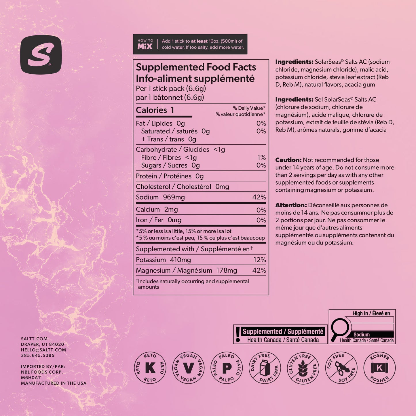 SALTT - Booyah Berry Electrolytes Powder Flavored Drink Mix - 30 Hydration Packets -
