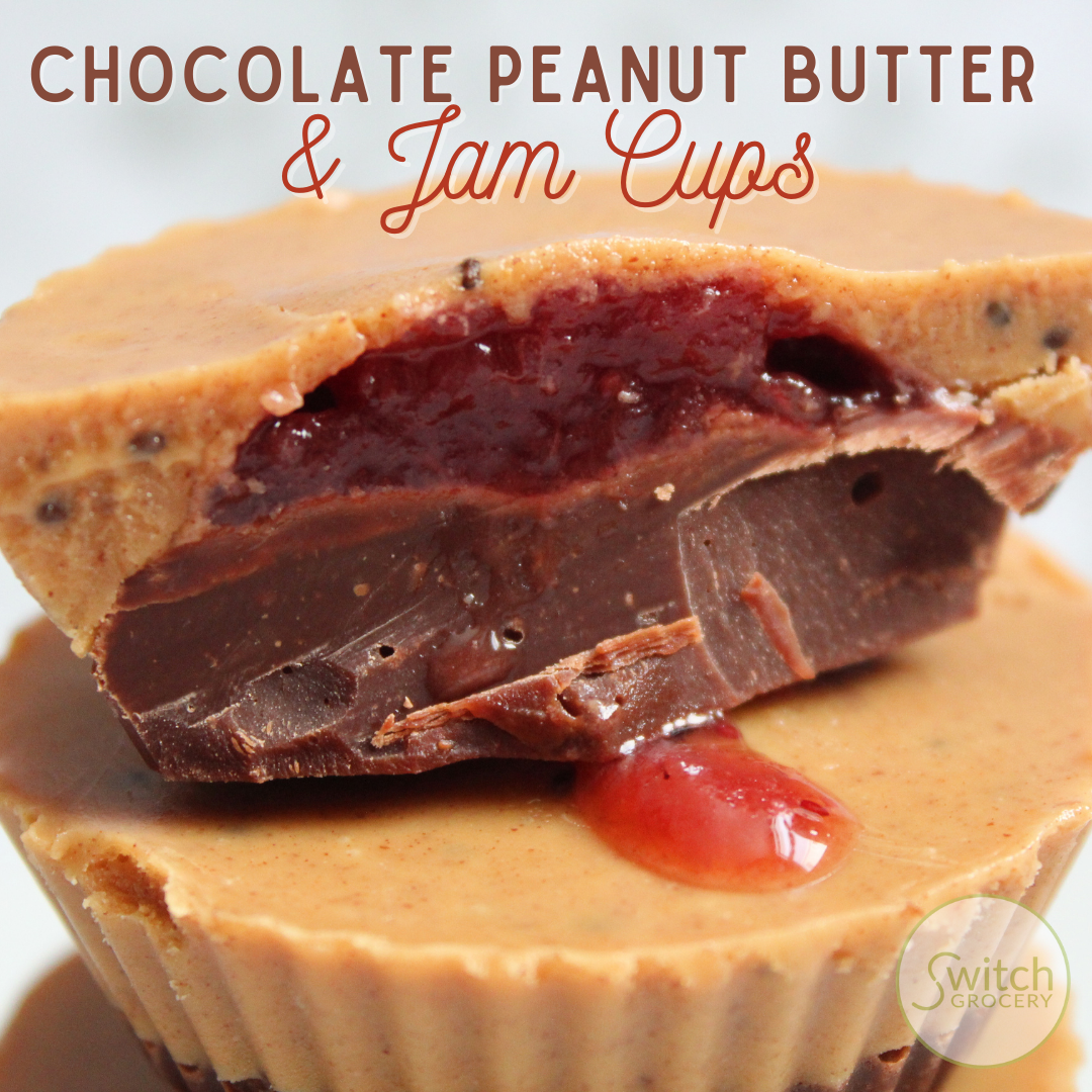 Keto low carb dessert chocolate peanut butter and jam cups