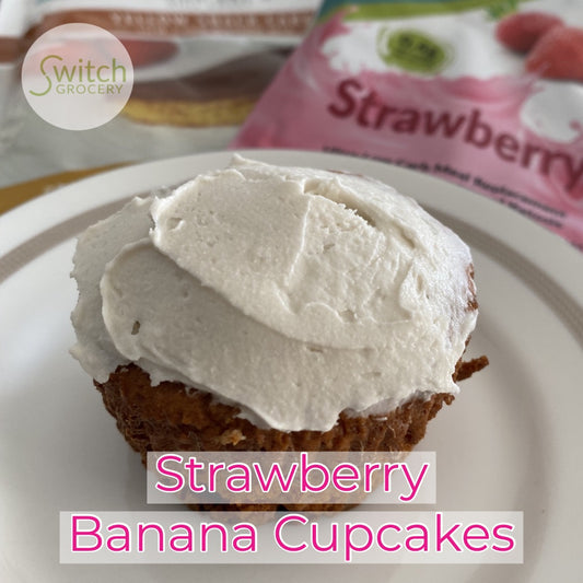 Strawberry banana cupcake keto low carb sugar free