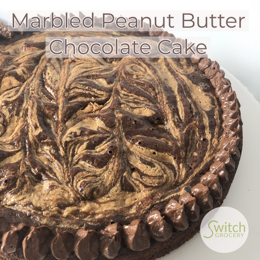 keto sugar free low carb marbled peanut butter chocolate cake