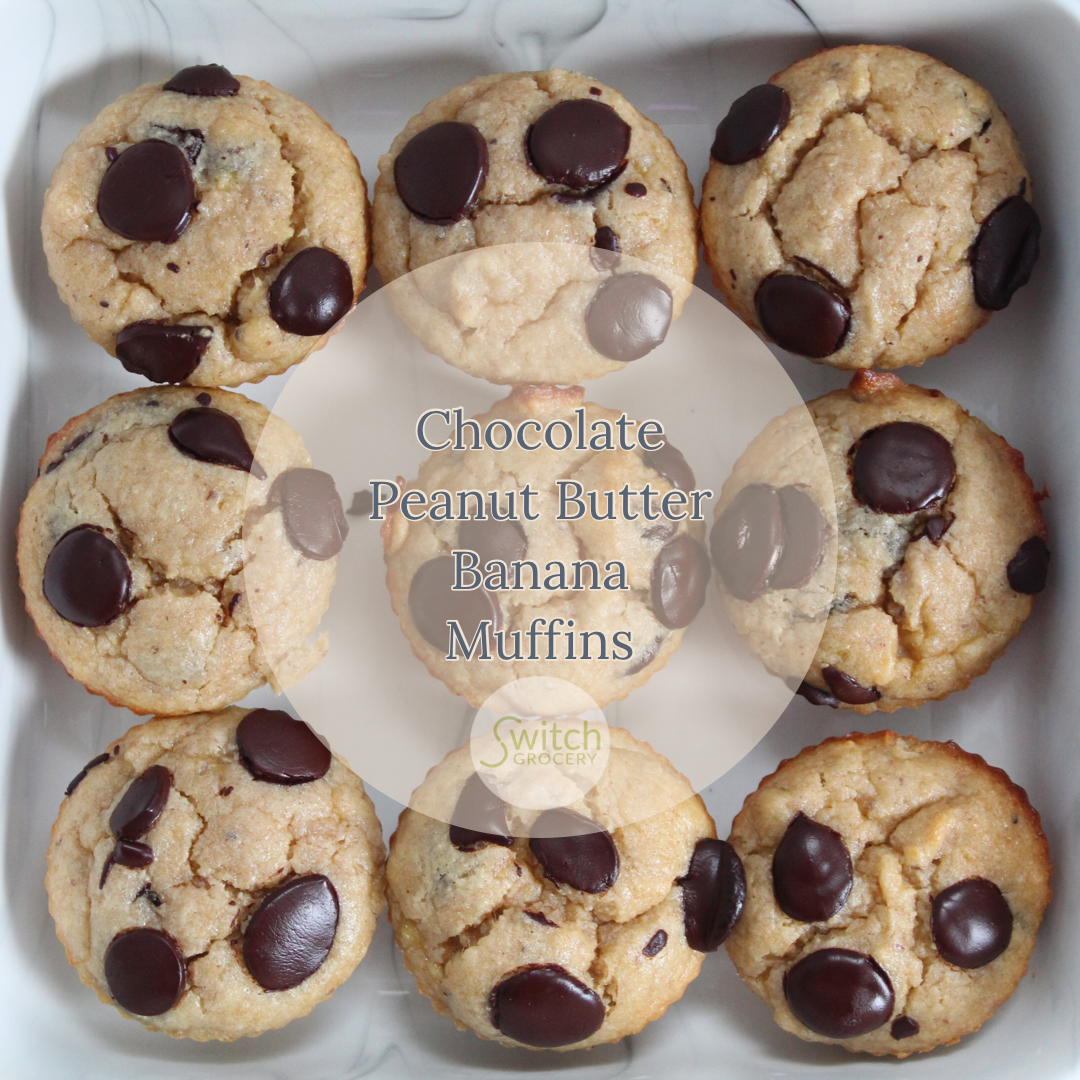 Chocolate Peanut Butter Banana Muffins