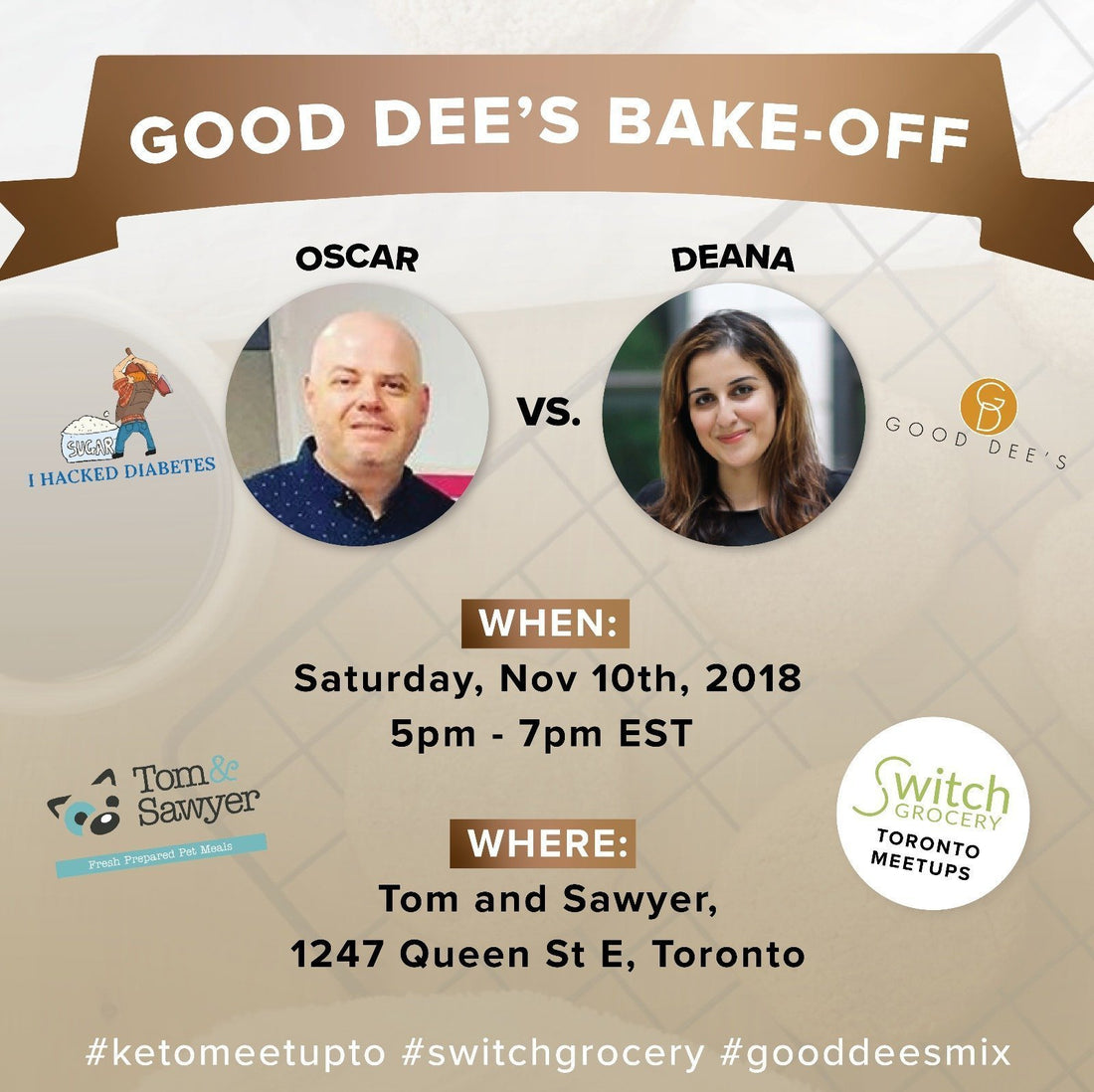 Good Dee's low carb keto bake off with Oscar of I Hacked Diabetes and Deana at Switch Grocery and Tom and Sawyer pet meals