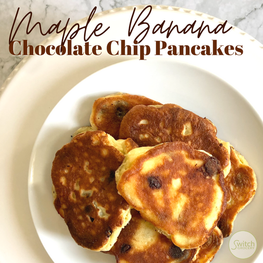 Maple Banana Chocolate Chip Pancakes