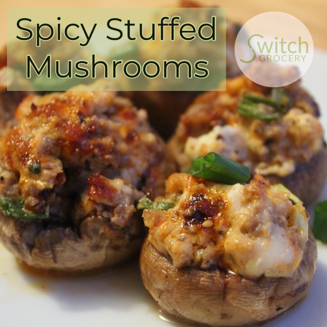 Miso Spicy Stuffed Mushrooms perfect appetizer