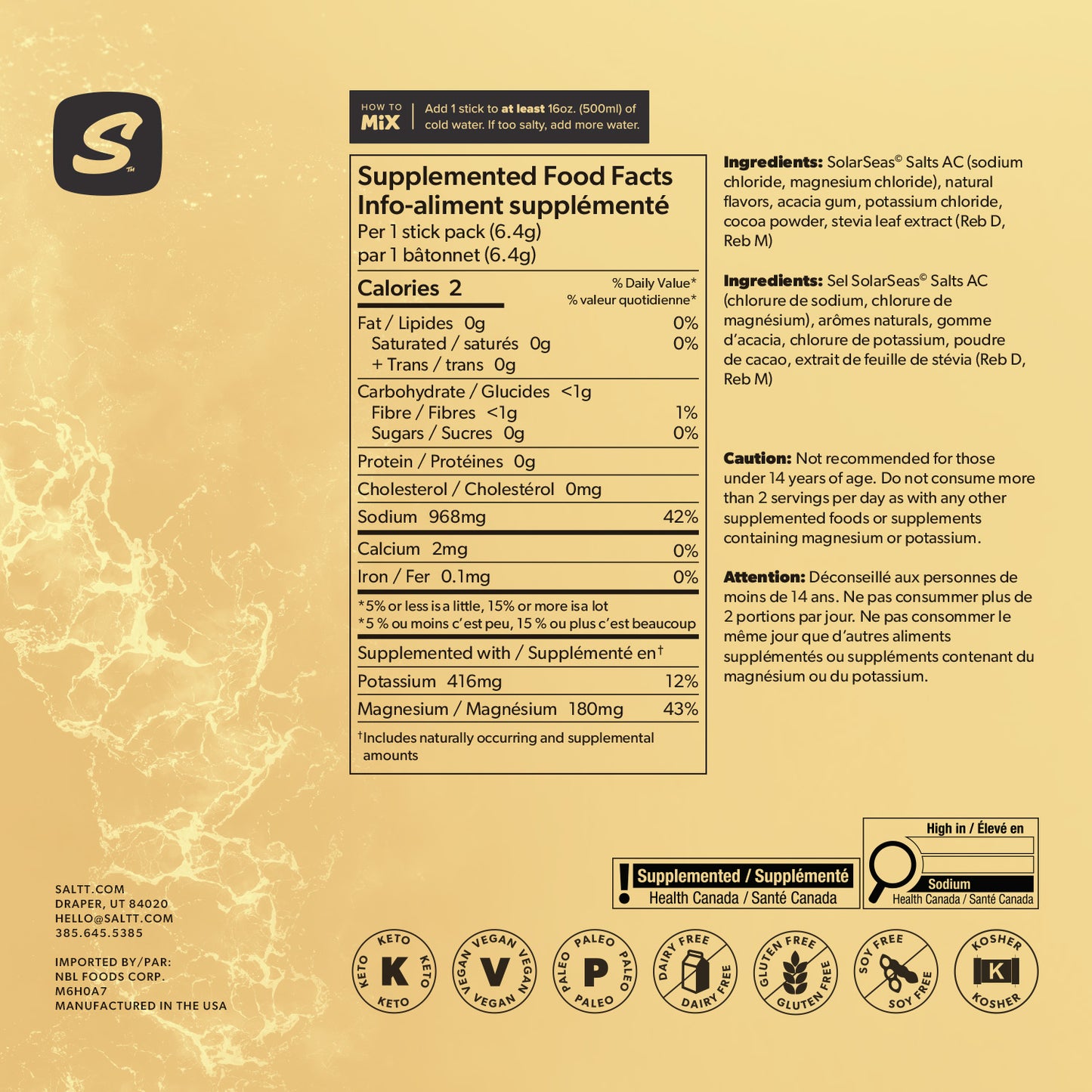 SALTT - Caramel Vibes Electrolytes Powder Flavored Drink Mix - 30 Hydration Packets