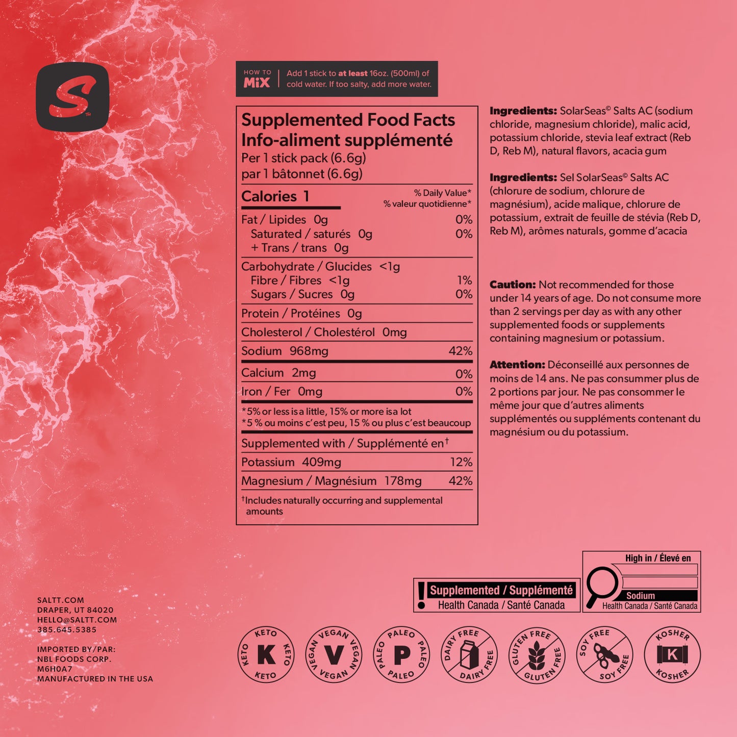 SALTT - Cherry Chill Electrolytes Powder Flavored Drink Mix - 30 Hydration Packets