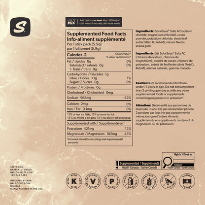 SALTT - Cocoa Loco Electrolytes Powder Flavored Drink Mix - 30 Hydration Packets