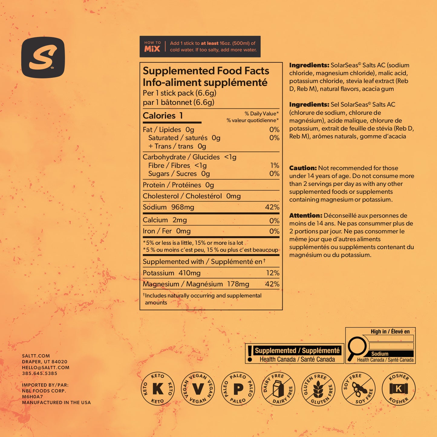 SALTT - Groovy Grapefruit Electrolytes Powder Flavored Drink Mix - 30 Hydration Packets