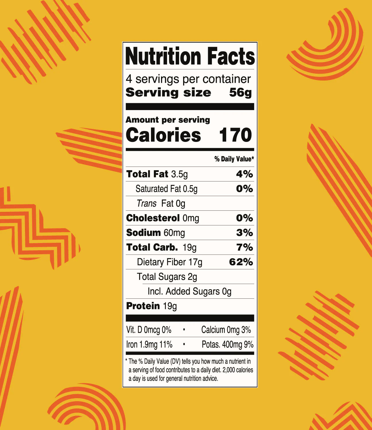 Kaizen low carb 2g low carb pasta nurition