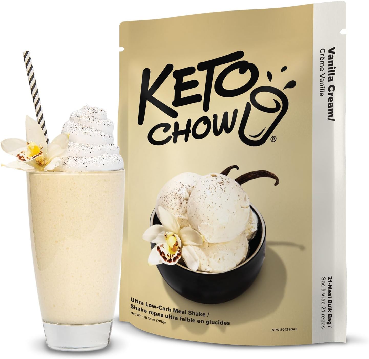 Keto Chow vanilla cream large bag 21 servings of keto meal replacement in canada
