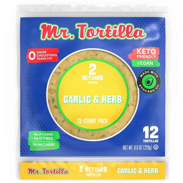 Mr. Tortilla Garlic and herb low carb gluten free tortillas