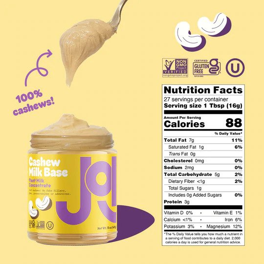 JOI Plant Based Cashew Milk Nutrition on SwitchGrocery