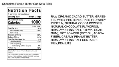 Keto Brick Chocolate Peanut Butter Cup Nutrition on SwitchGrocery