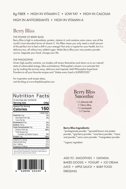 Philosophie Superfoods Berry Bliss Nutrition on SwitchGrocery Canada